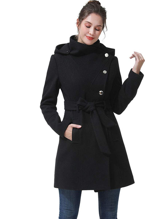 BGSD Women’s Wool Blend Hooded Trench Coat