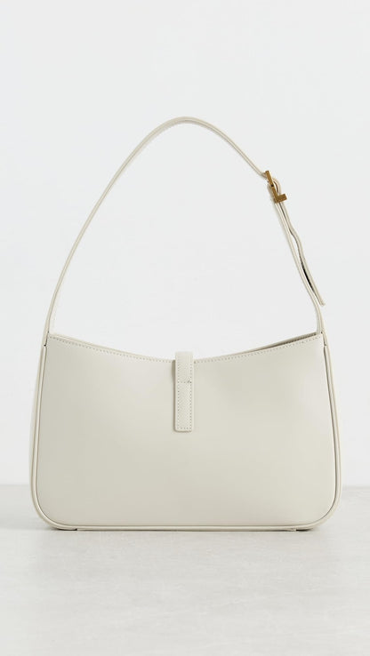 YSL Pre-Loved White Leather Le5 A7 Shoulder Bag