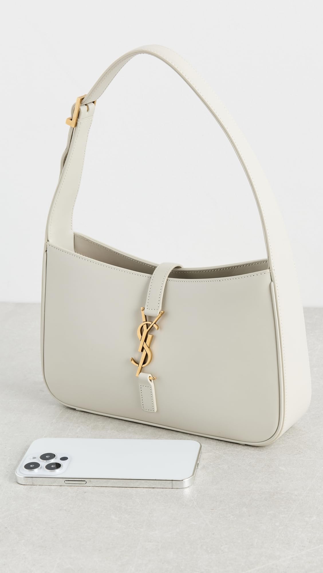 YSL Pre-Loved White Leather Le5 A7 Shoulder Bag