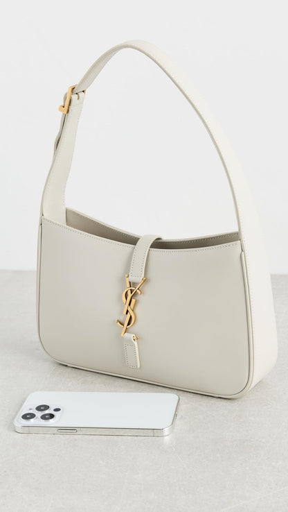 YSL Pre-Loved White Leather Le5 A7 Shoulder Bag