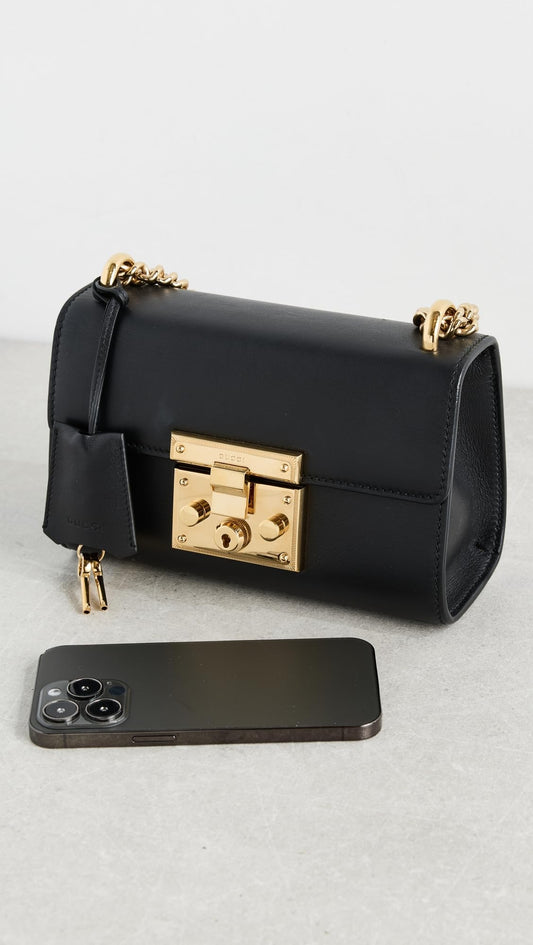 Gucci Black Leather Padlock Shoulder Bag