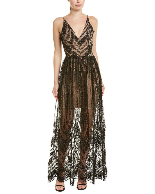 Embellished Sleeveless Floral Gown