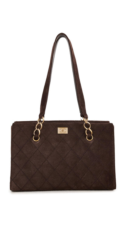 CHANEL Women's Pre-Loved Brown Suede Shoulder Bag