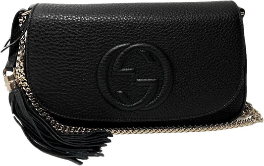 Gucci Soho Black Leather Flap Shoulder Bag