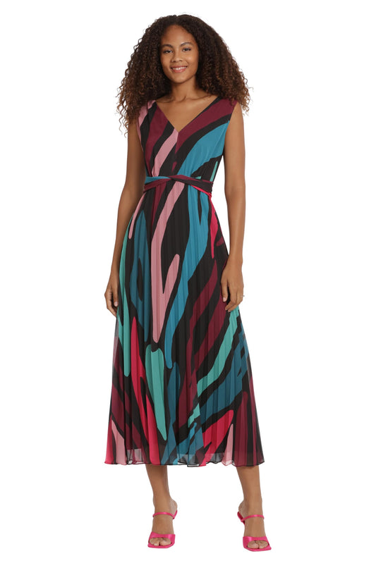 Donna Morgan Women's Sleeveless Pleated Skirt Maxi Dress