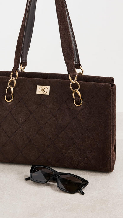 CHANEL Women's Pre-Loved Brown Suede Shoulder Bag