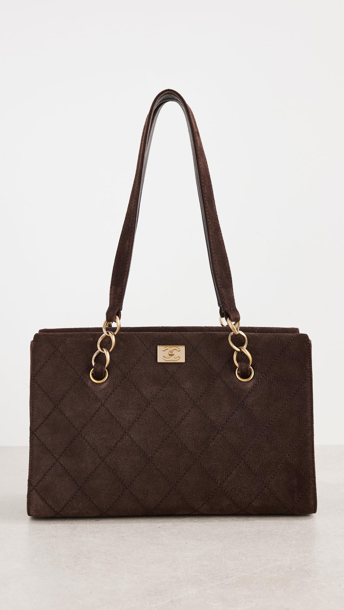 CHANEL Women's Pre-Loved Brown Suede Shoulder Bag