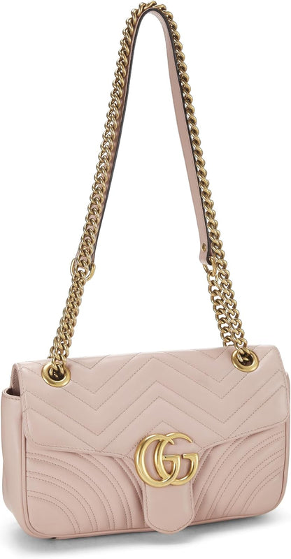 Pre-Loved Pink Leather GG Marmont Shoulder Bag Small, Pink