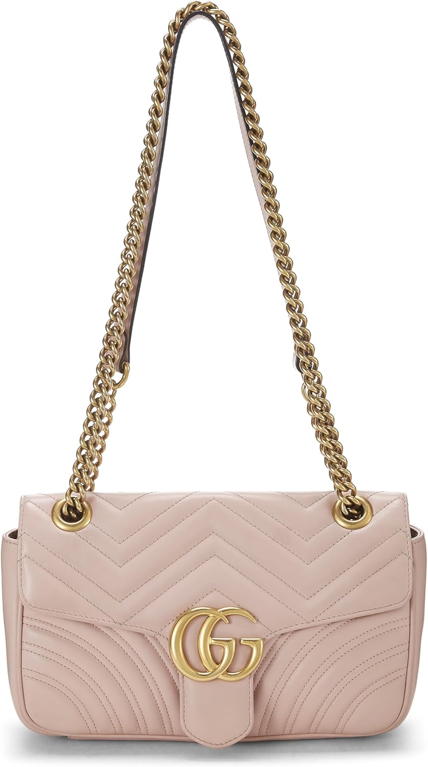 Pre-Loved Pink Leather GG Marmont Shoulder Bag Small, Pink