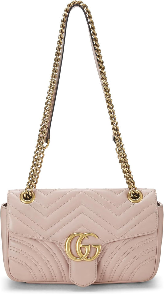 Pre-Loved Pink Leather GG Marmont Shoulder Bag Small, Pink