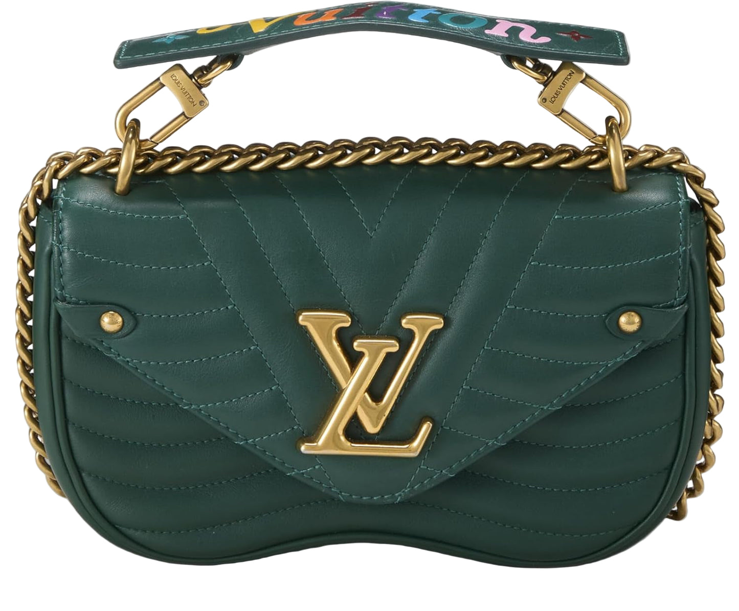 Pre-Loved Green Calfskin New Wave Shoulder Bag, Green
