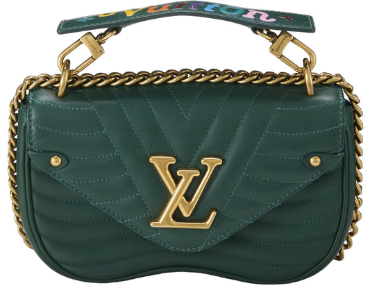Pre-Loved Green Calfskin New Wave Shoulder Bag, Green