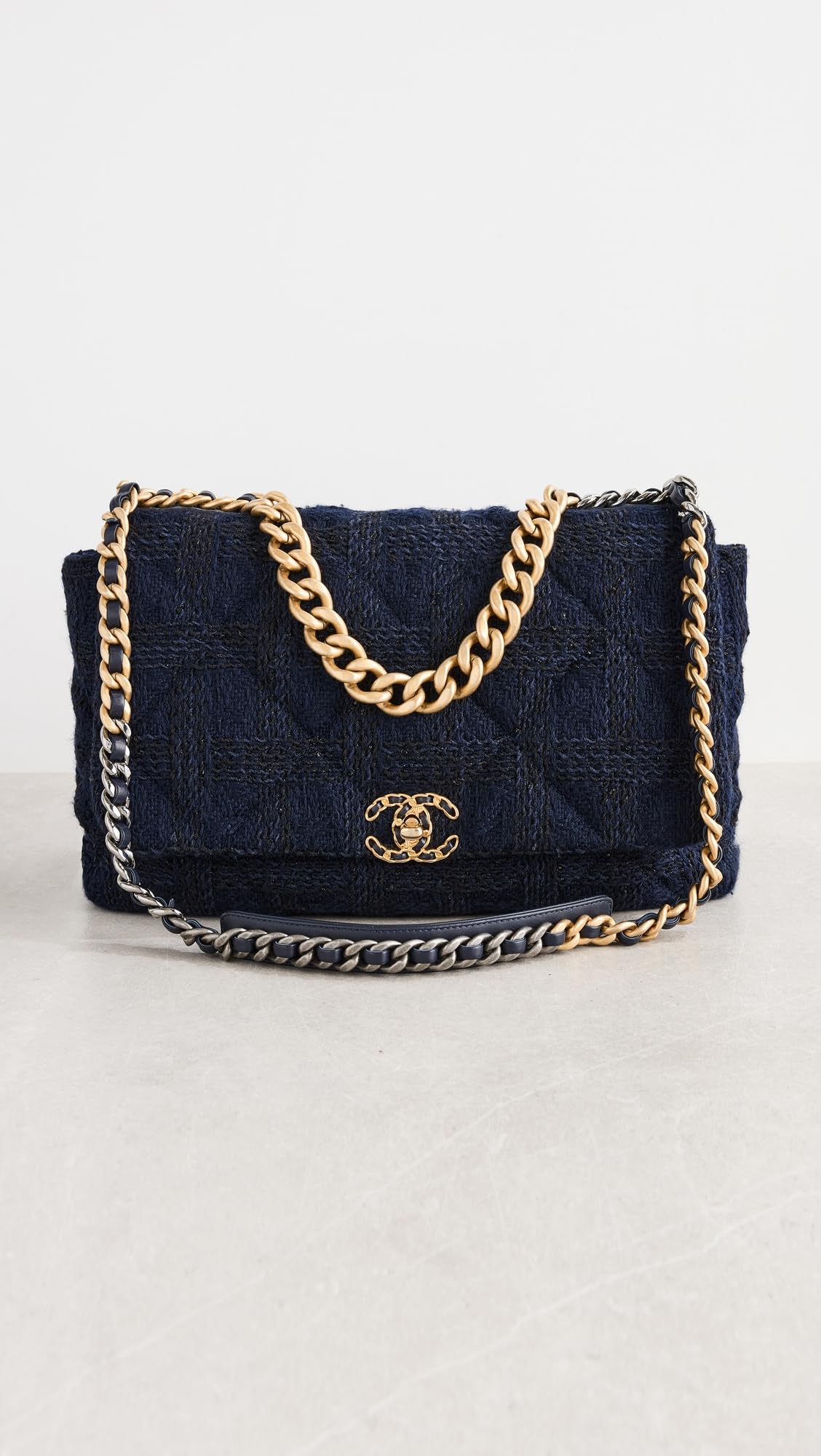 Chanel Women's Pre-Loved Maxi 19 Shoulder Bag, Tweed