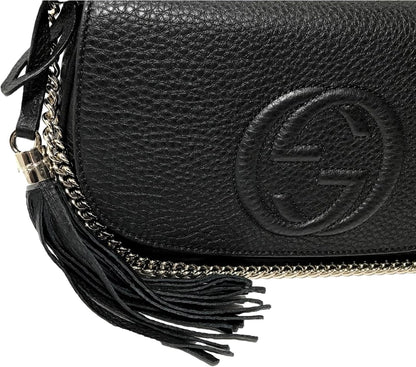Gucci Soho Black Leather Flap Shoulder Bag